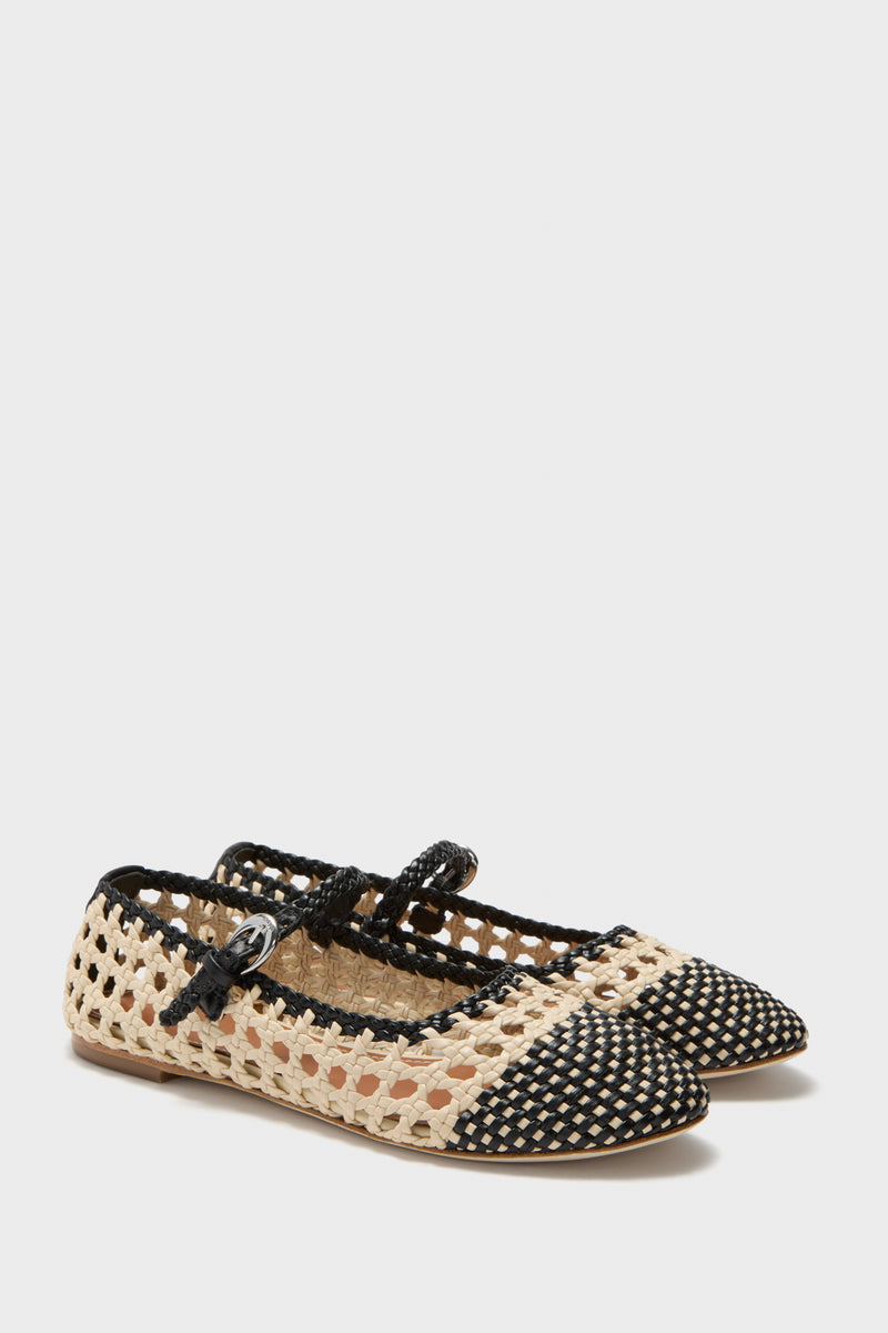 Staud Nell Mary Jane Flat - Cream/Black
