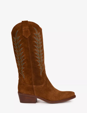 Penelope Chilvers Goldie Embroidered Cowboy Boot - Peat