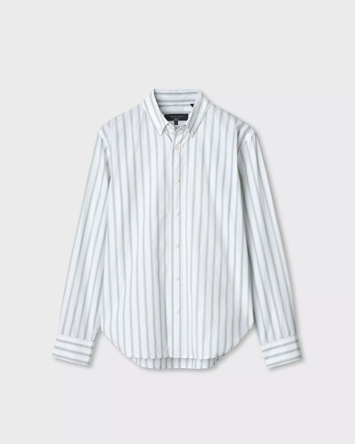Rag & Bone Classic Striped Poplin Shirt - Green Stripe