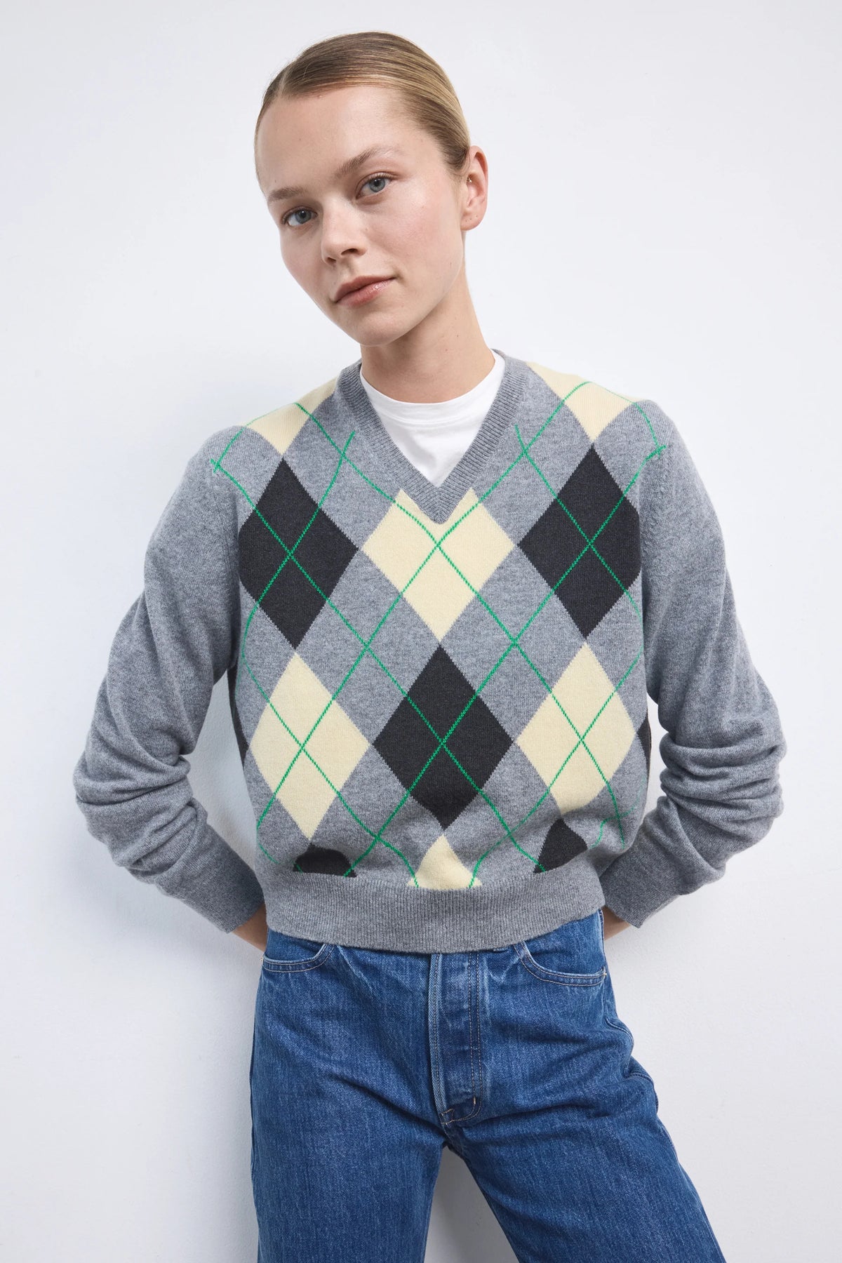 Ruadh The Academy Argyle in Grey Yellow