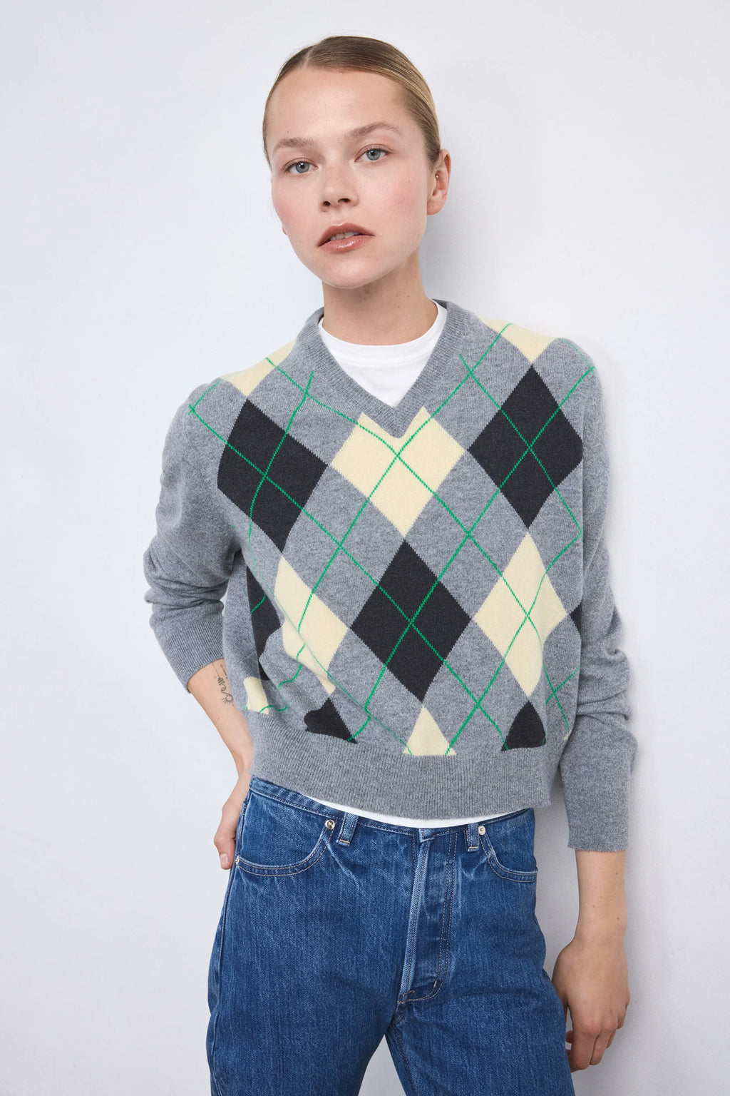 Ruadh The Academy Argyle in Grey Yellow