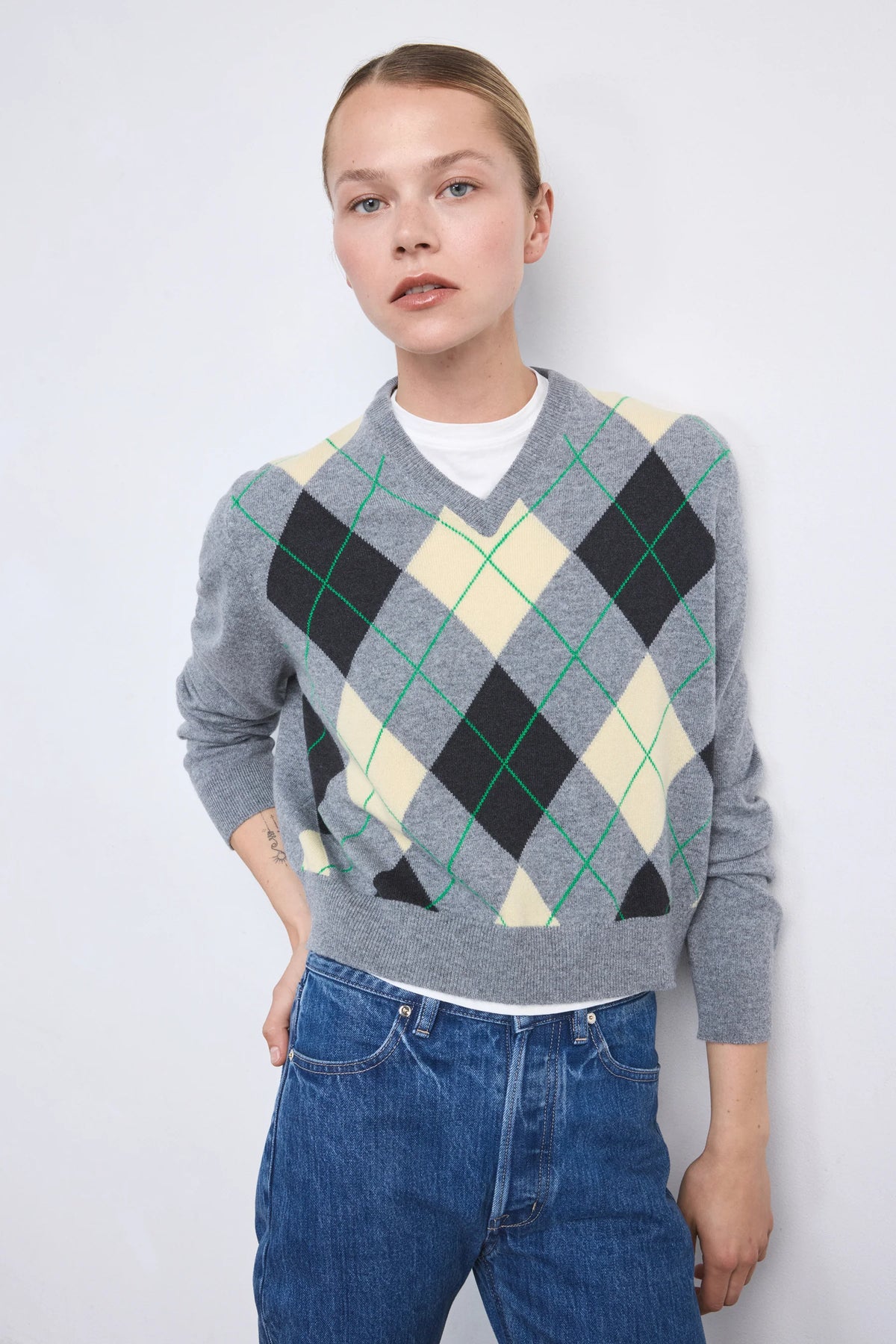 Ruadh The Academy Argyle in Grey Yellow