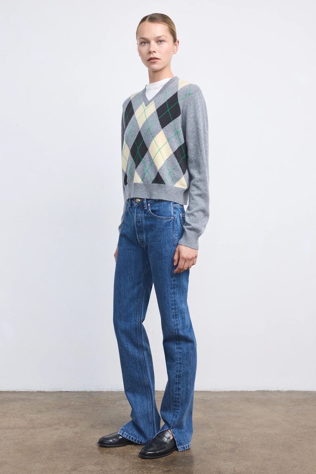 Ruadh The Academy Argyle in Grey Yellow