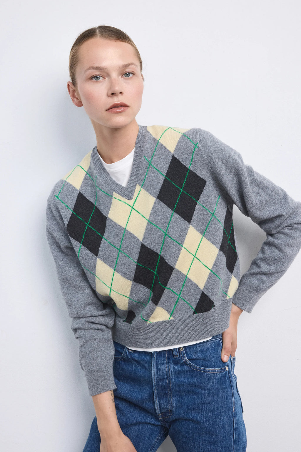 Ruadh The Academy Argyle in Grey Yellow