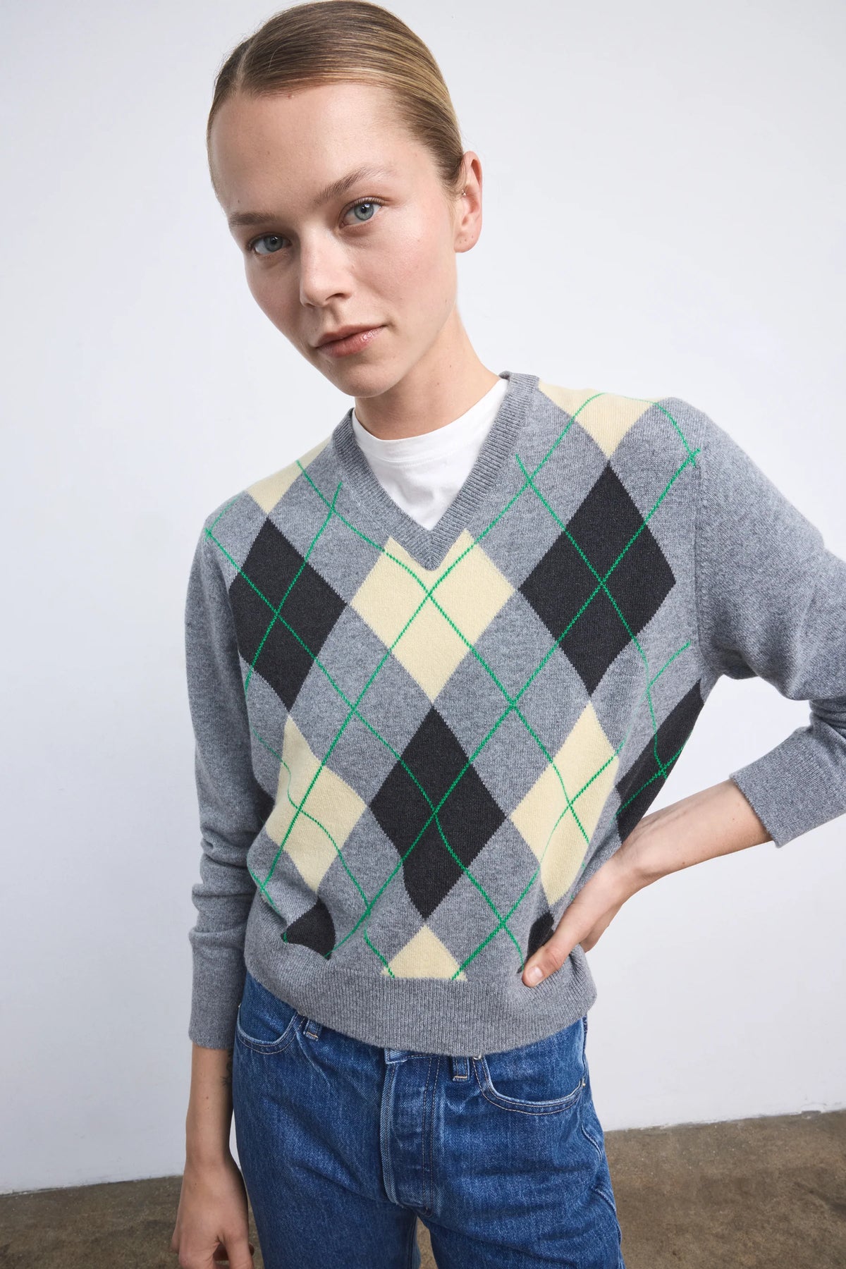 Ruadh The Academy Argyle in Grey Yellow