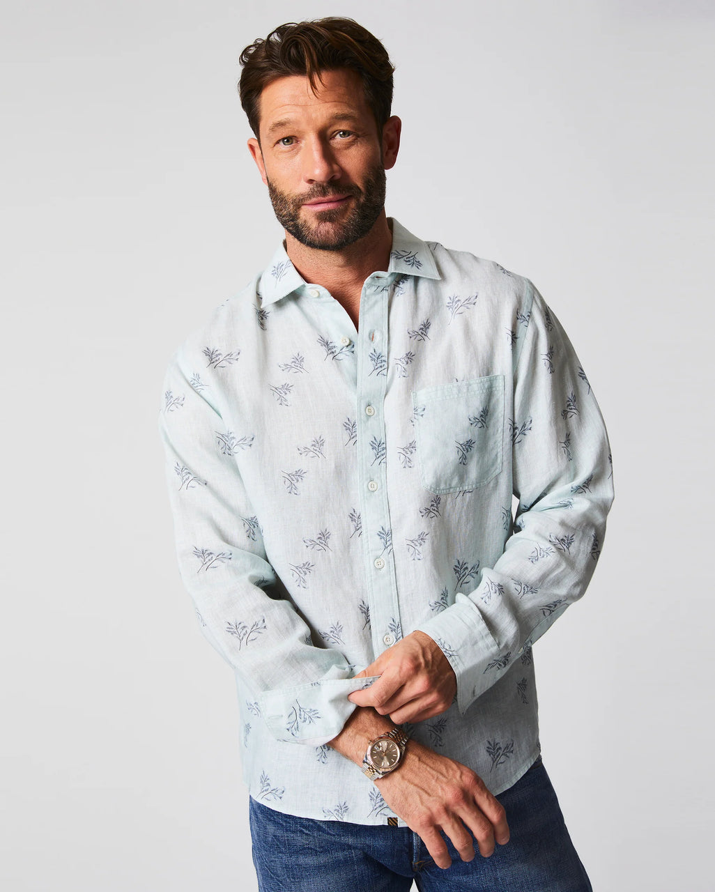 Billy Reid Tuscumbia Linen Shirt - Sea Blue