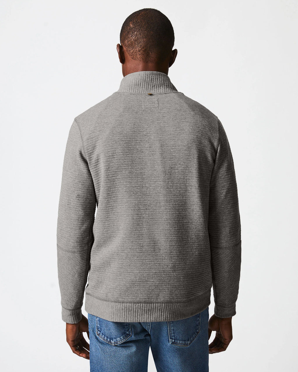 Billy Reid Quilted Half Zip in Medium Grey