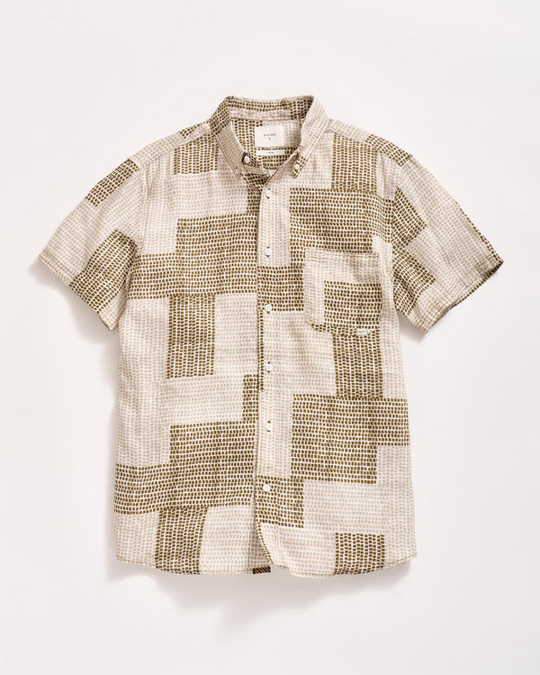 Billy Reid Patchwork Tuscumbia Shirt in Olive