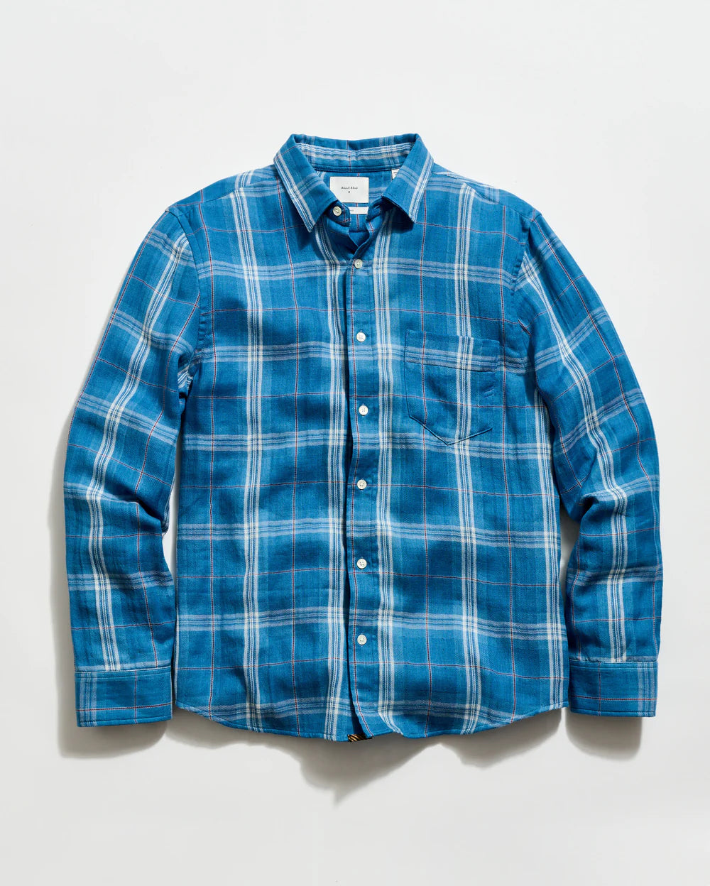 Billy Reid Double Face Plaid  - Cypress Shirt - Washed Indigo