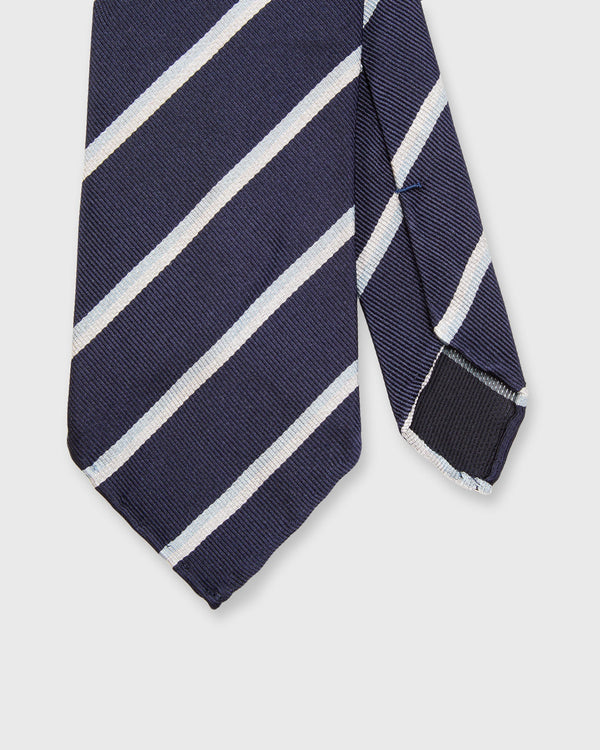 Sid Mashburn Silk Repp Tie in Navy/Sky/White Stripe