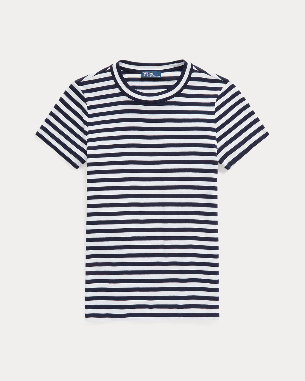 Polo Ralph Lauren Striped Ribbed Cotton Crewneck Tee - Navy/White