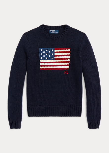 Polo Ralph Lauren Flag Cotton Crewneck Sweater - Navy – Quattro Tizi