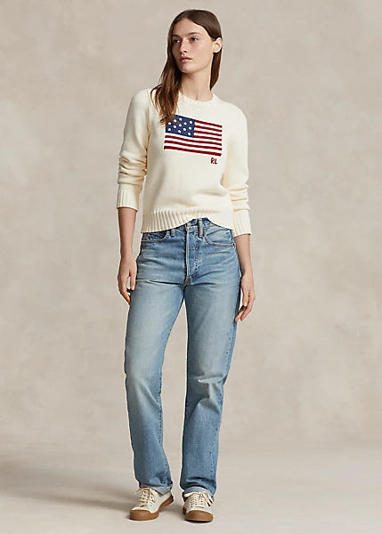 Polo Ralph Lauren Flag Cotton Crewneck Sweater - Cream