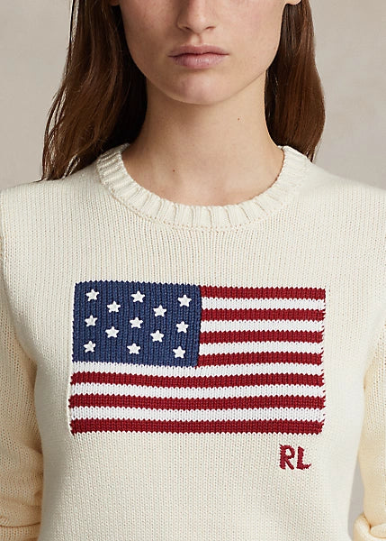 Polo Ralph Lauren Flag Cotton Crewneck Sweater - Cream