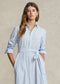 Polo Ralph Lauren Belted Striped Linen-Cotton Shirtdress