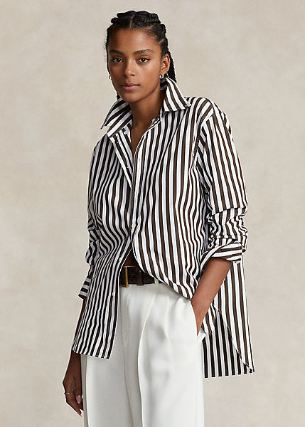Polo Ralph Lauren Relaxed Fit Striped Cotton Shirt - Brown/White
