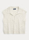 Polo Ralph Lauren Cropped Cable Silk-Blend Polo Sweater - White