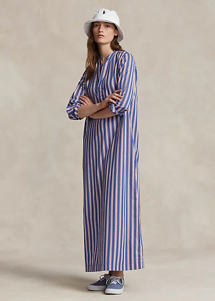 Polo Ralph Lauren Striped Cotton Long Sleeve Shirtdress Quattro Tizi