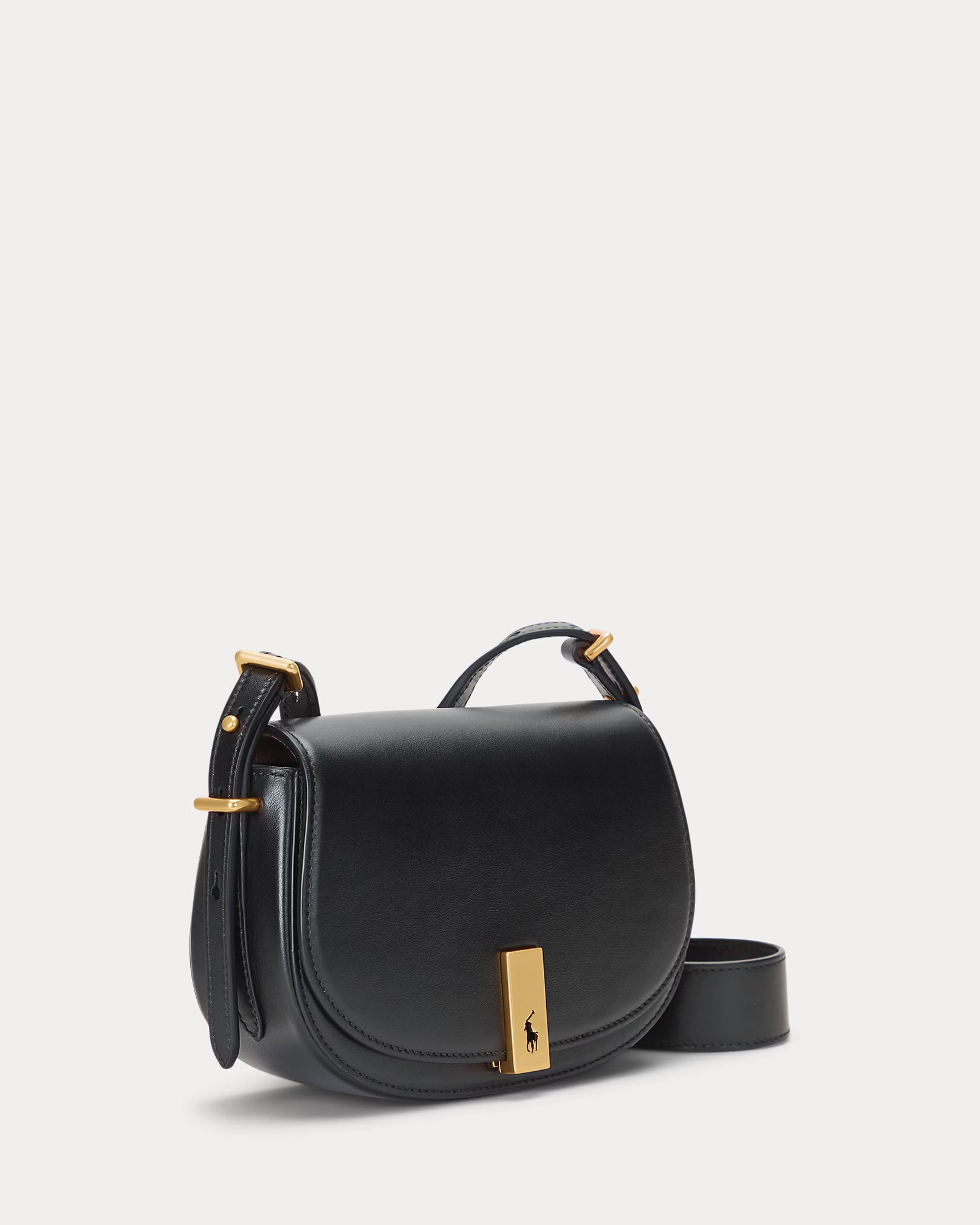 Polo Ralph Lauren Polo ID Calfskin Mini Saddle Bag - Black