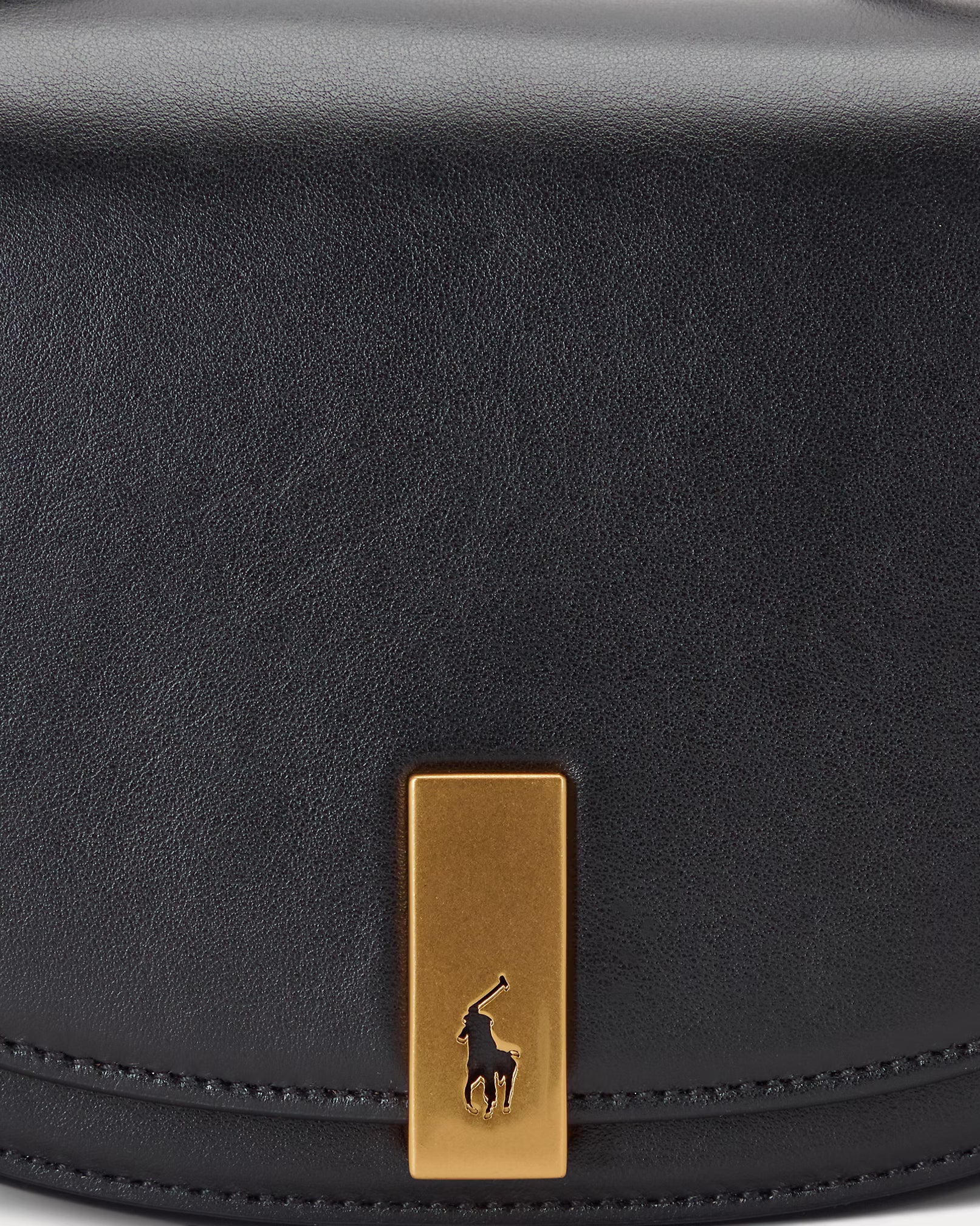 Polo Ralph Lauren Polo ID Calfskin Mini Saddle Bag - Black
