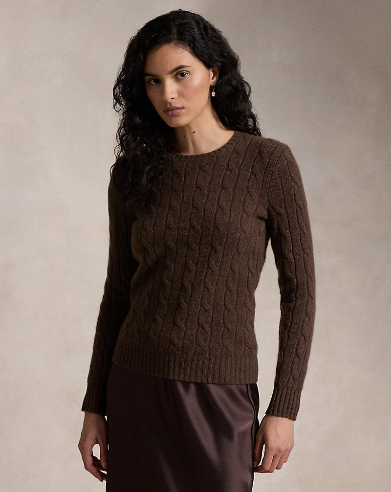 Polo Ralph Lauren Cable-Knit Cashmere Sweater - Branch Brown Melange