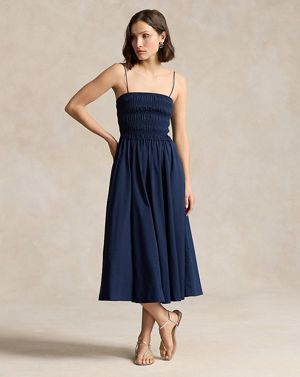 Polo Ralph Lauren Smocked Cotton Dress in Cruise Navy