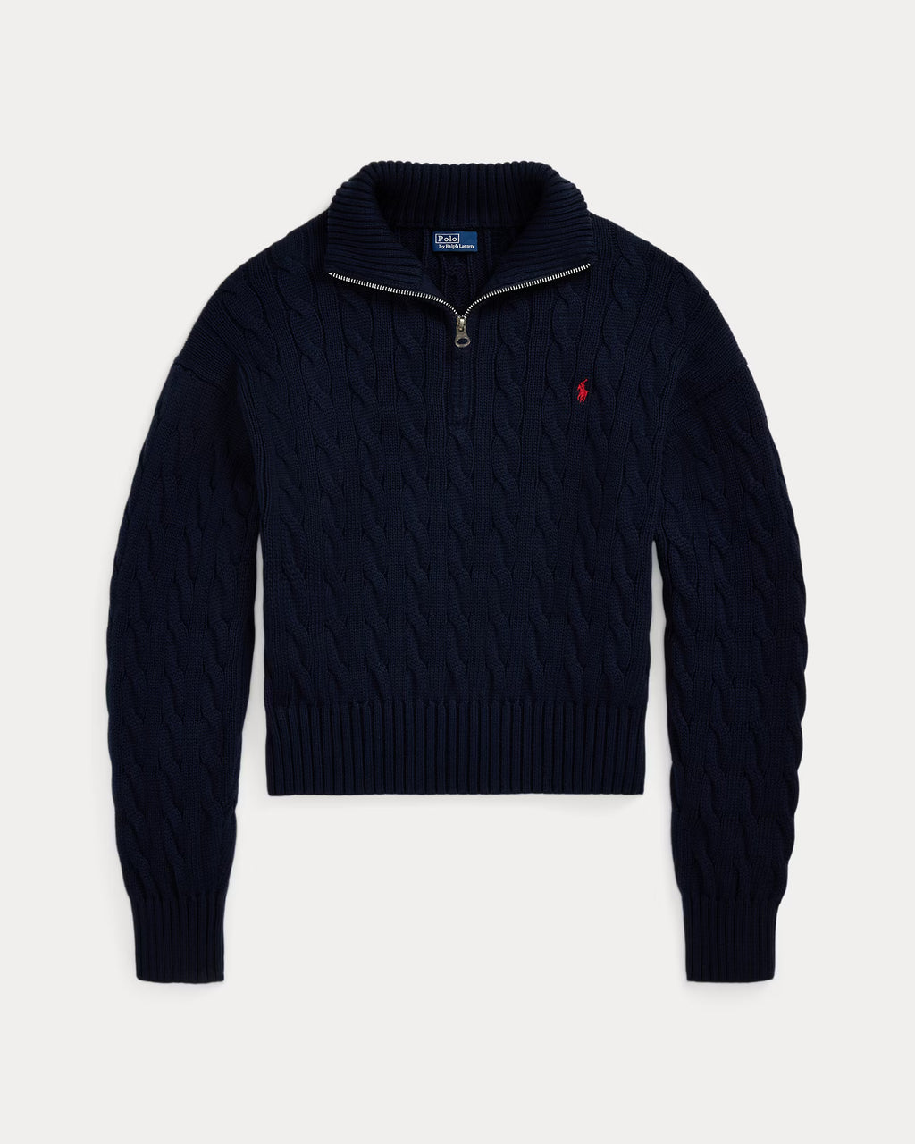 Polo Ralph Lauren Cable-Knit Cotton Quarter-Zip Sweater - Hunter Navy