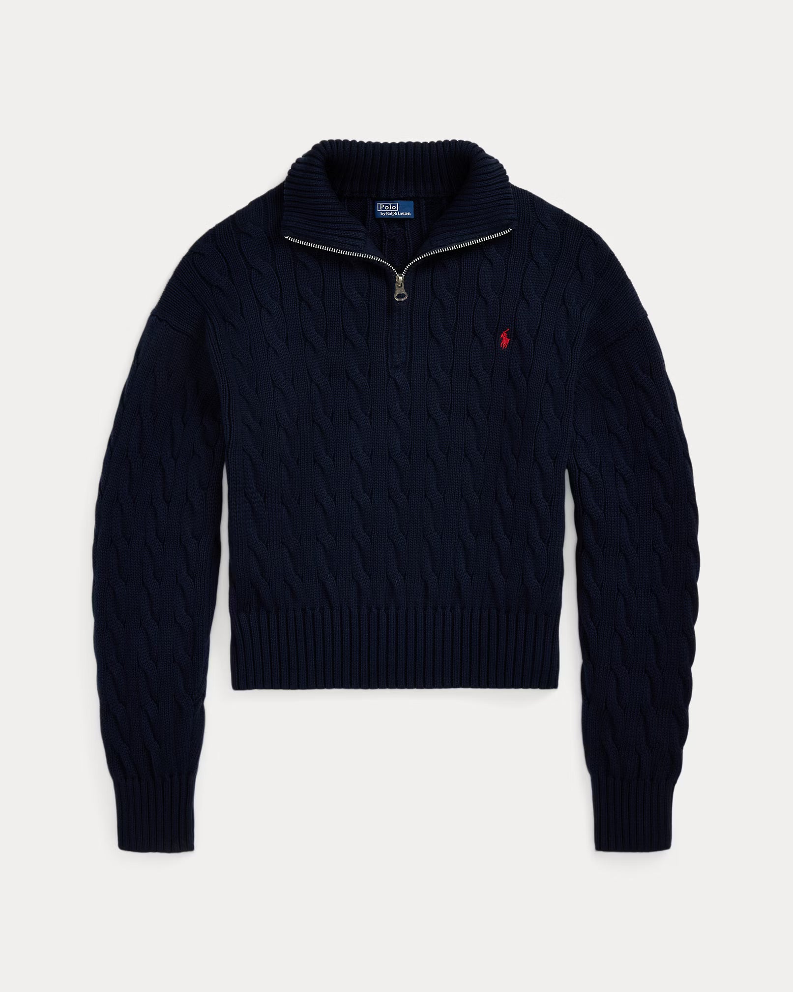 Polo Ralph Lauren Cable-Knit Cotton Quarter-Zip Sweater - Hunter Navy