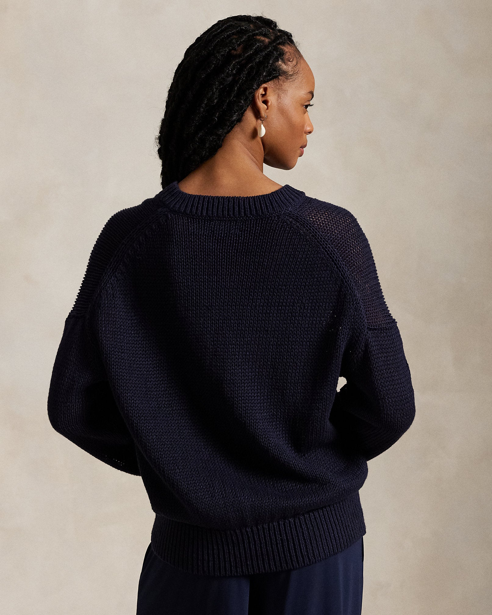 Polo Ralph Lauren Linen-Cotton V-Neck Sweater - Hunter Navy