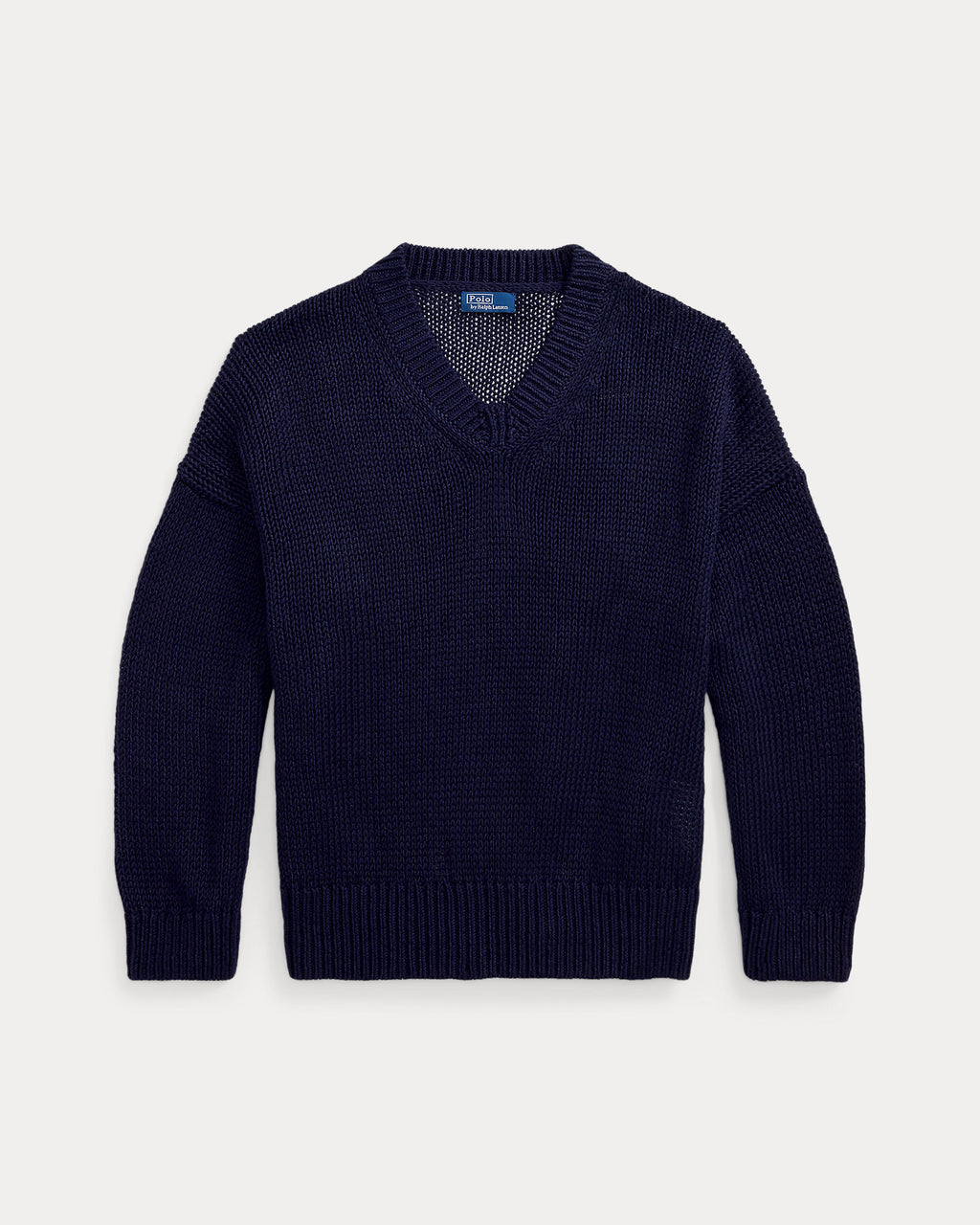 Polo Ralph Lauren Linen-Cotton V-Neck Sweater - Hunter Navy