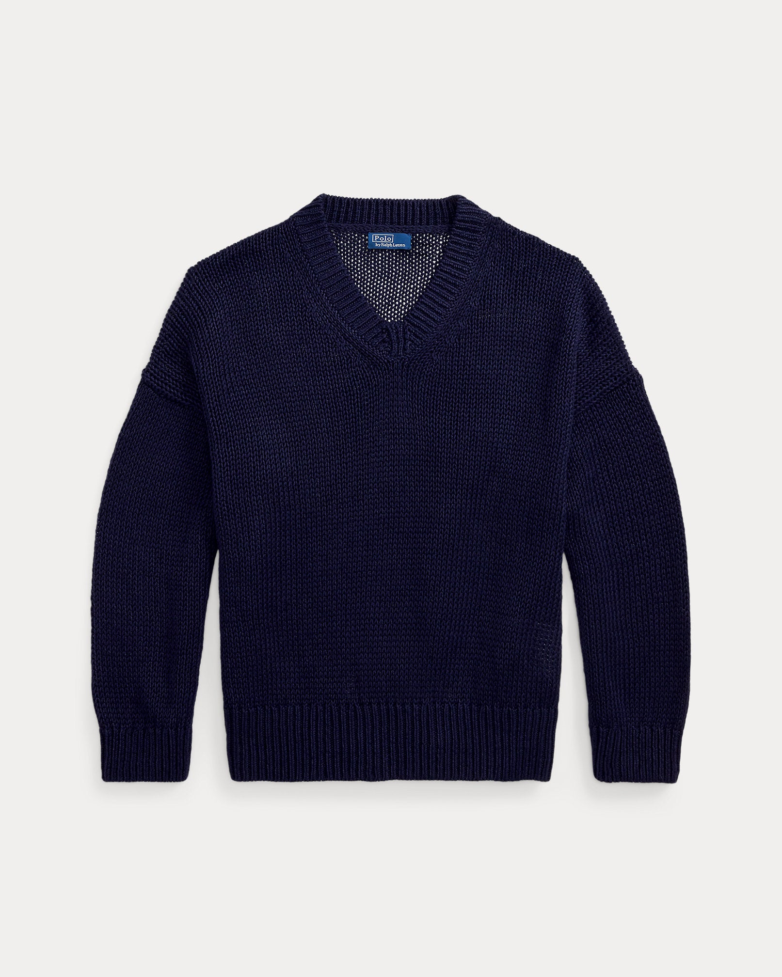 Polo Ralph Lauren Linen-Cotton V-Neck Sweater - Hunter Navy