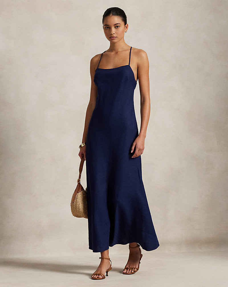 Polo Ralph Lauren Linen Sleeveless A-Line Dress - Newport Navy