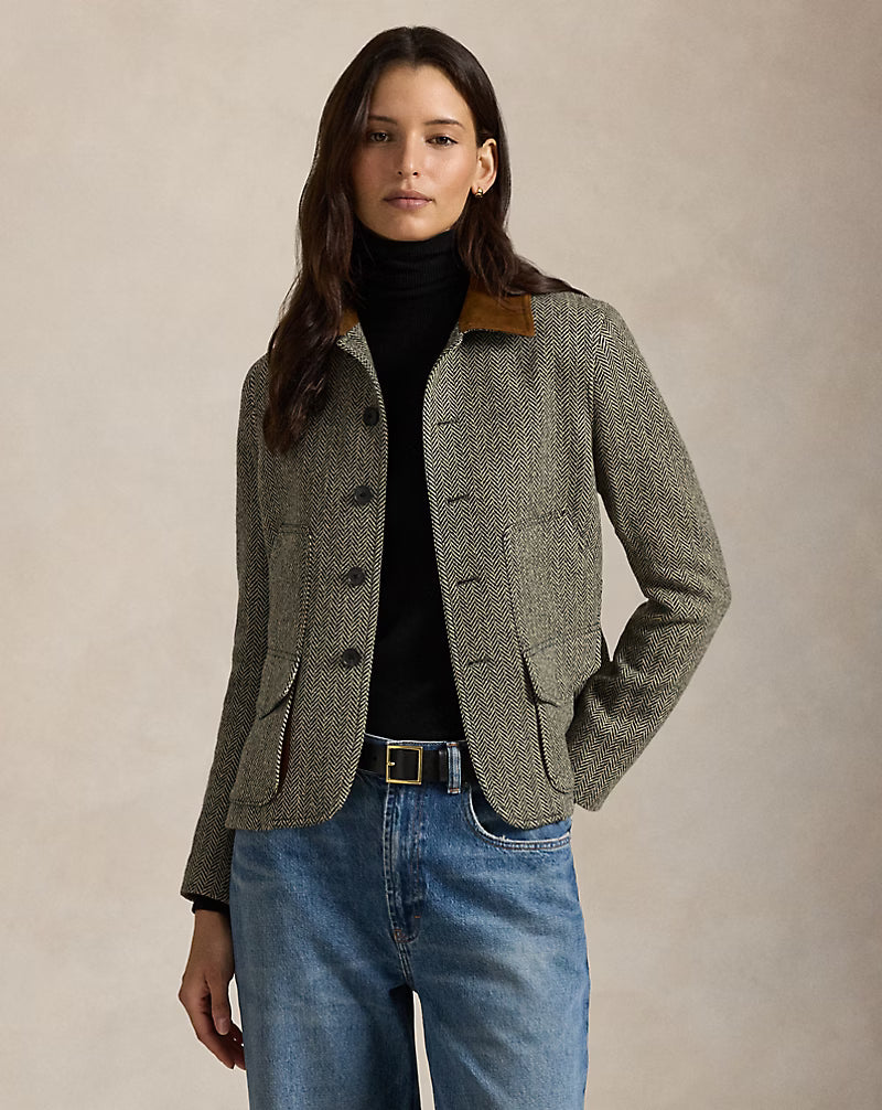 Polo Ralph Lauren Suede-Trim Herringbone Jacket