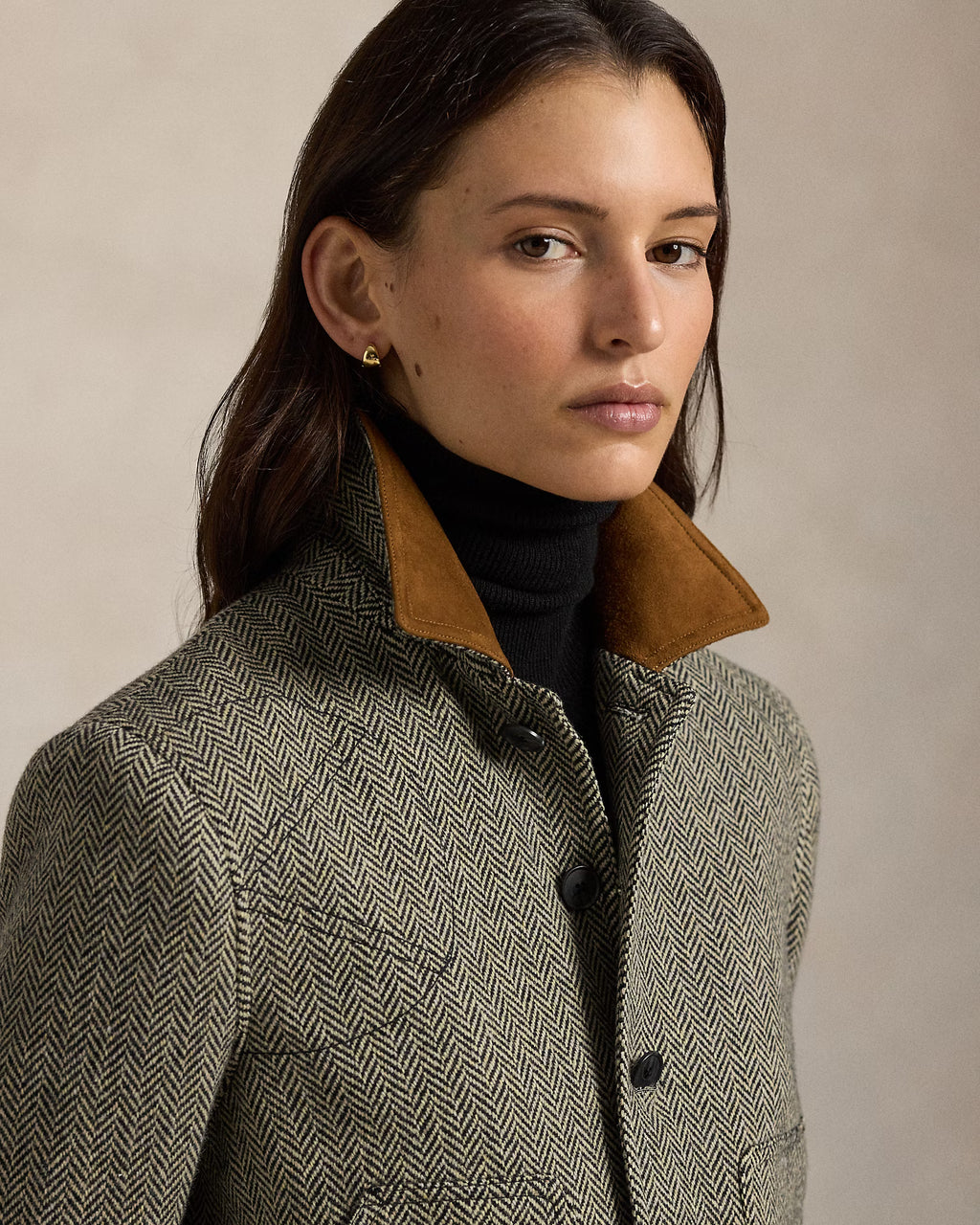 Polo Ralph Lauren Suede-Trim Herringbone Jacket