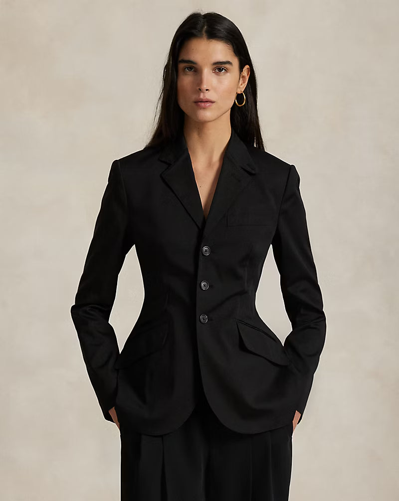 Polo Ralph Lauren Single-Breasted Satin Hacking Jacket - Black