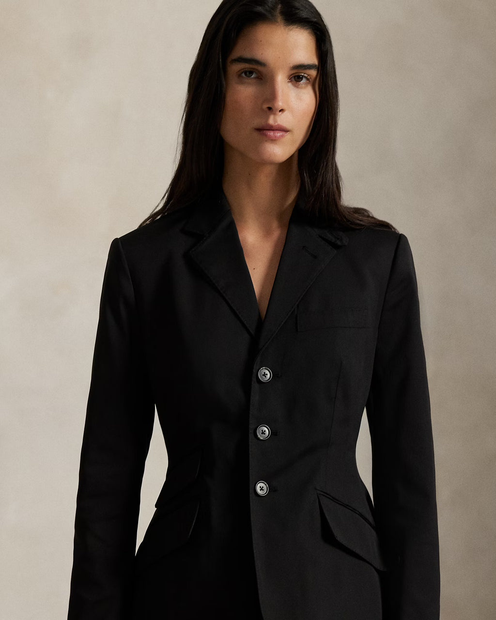 Polo Ralph Lauren Single-Breasted Satin Hacking Jacket - Black