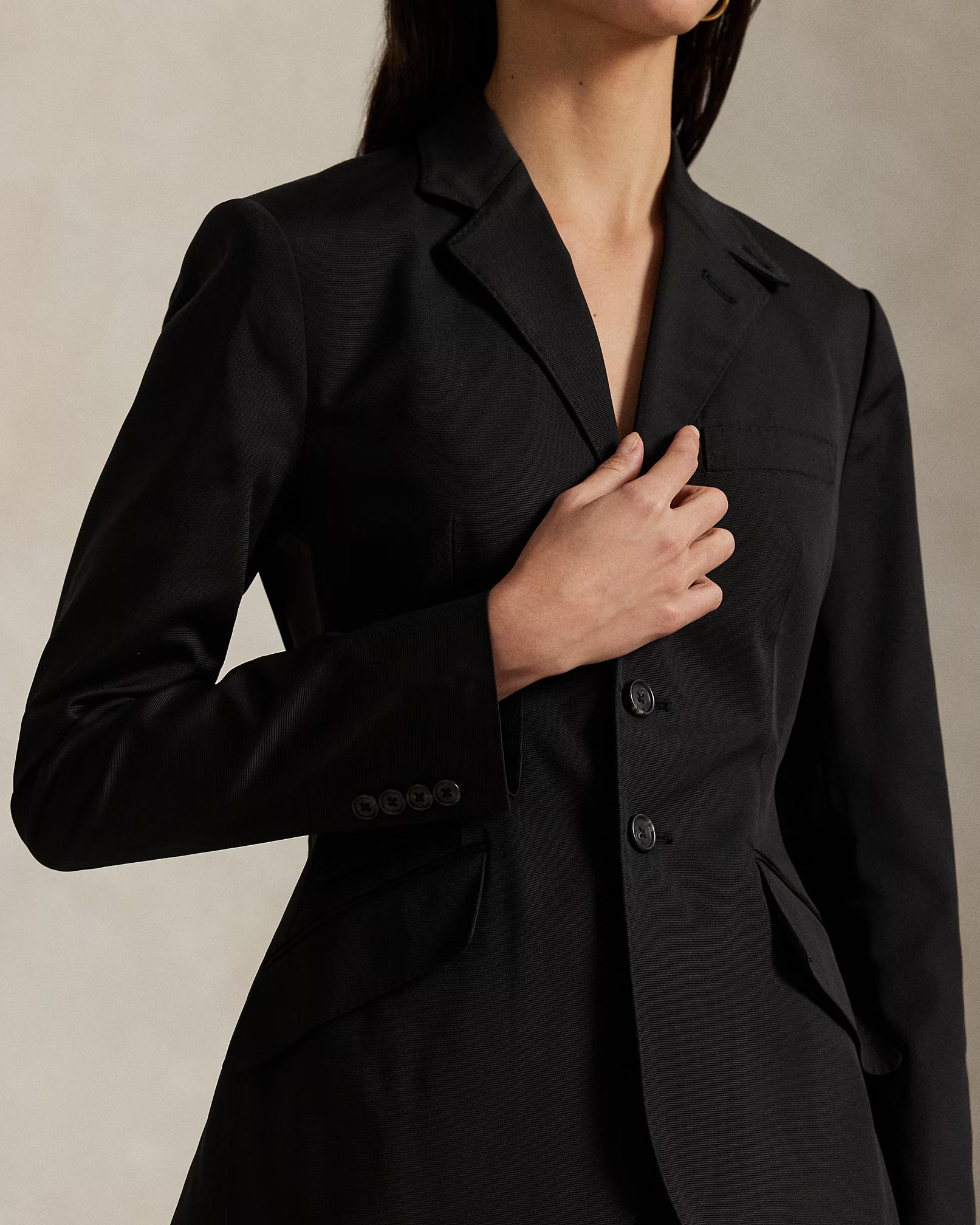 Polo Ralph Lauren Single-Breasted Satin Hacking Jacket - Black