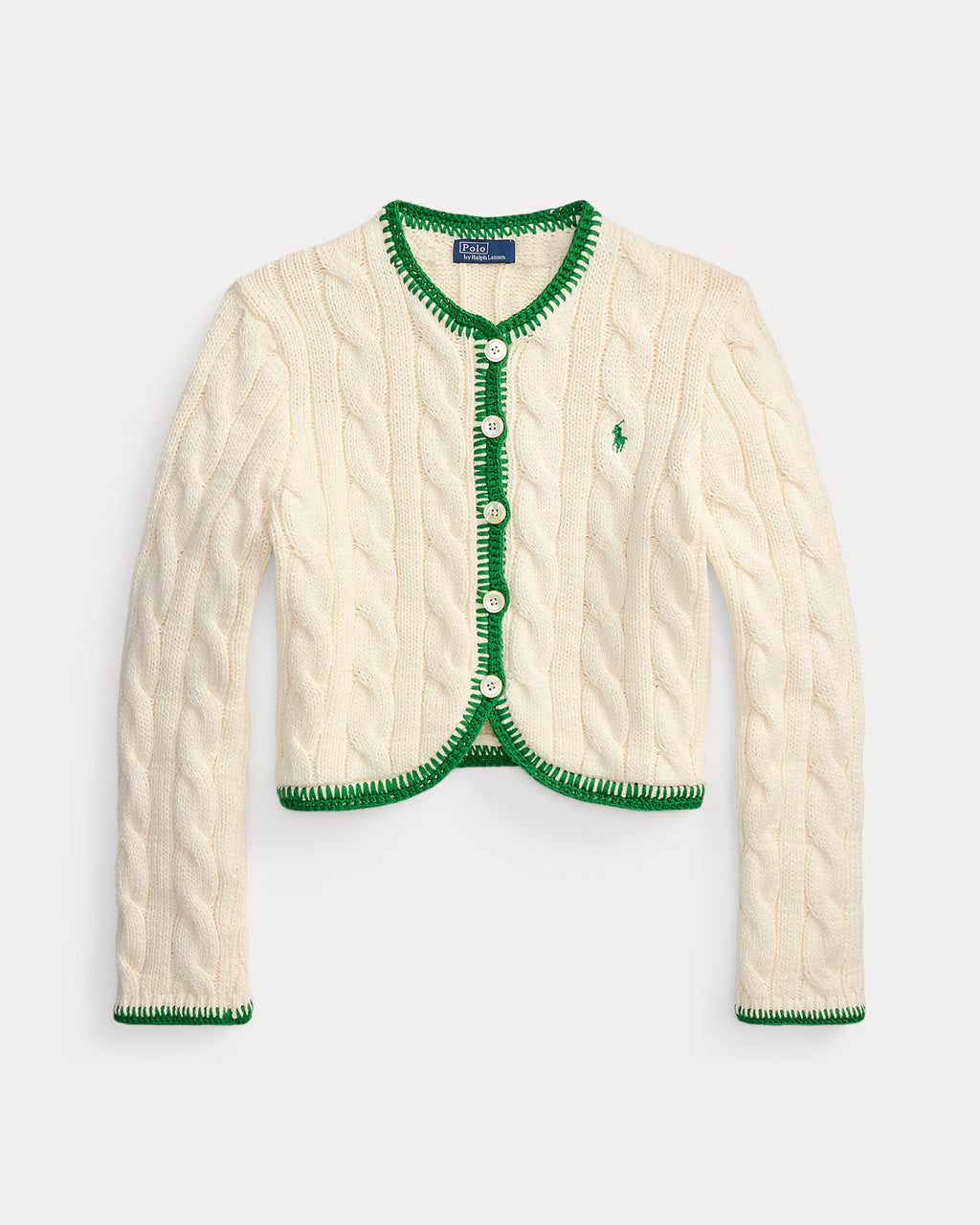 Polo Ralph Lauren Cable-Knit Cropped Cardigan - Cricket Cream