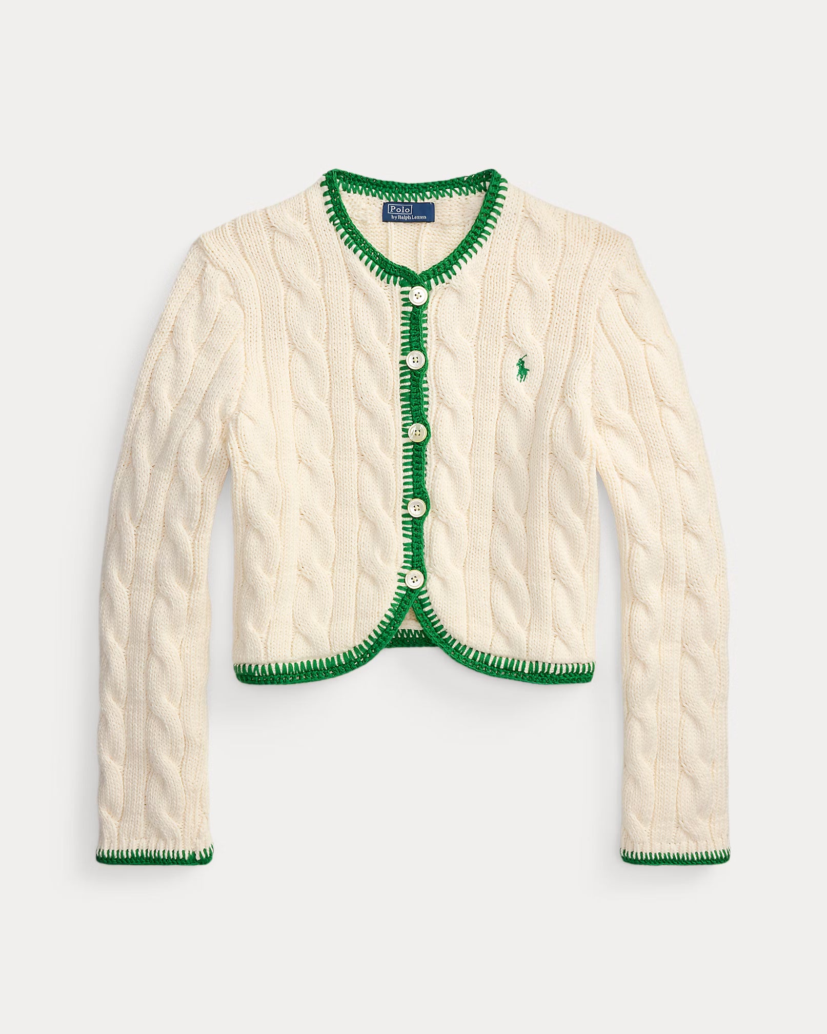 Polo Ralph Lauren Cable-Knit Cropped Cardigan - Cricket Cream