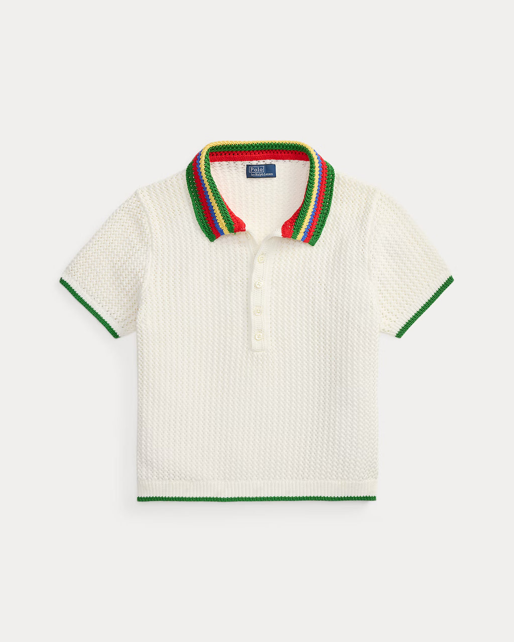 Polo Ralph Lauren Striped-Collar Pointelle Polo Shirt