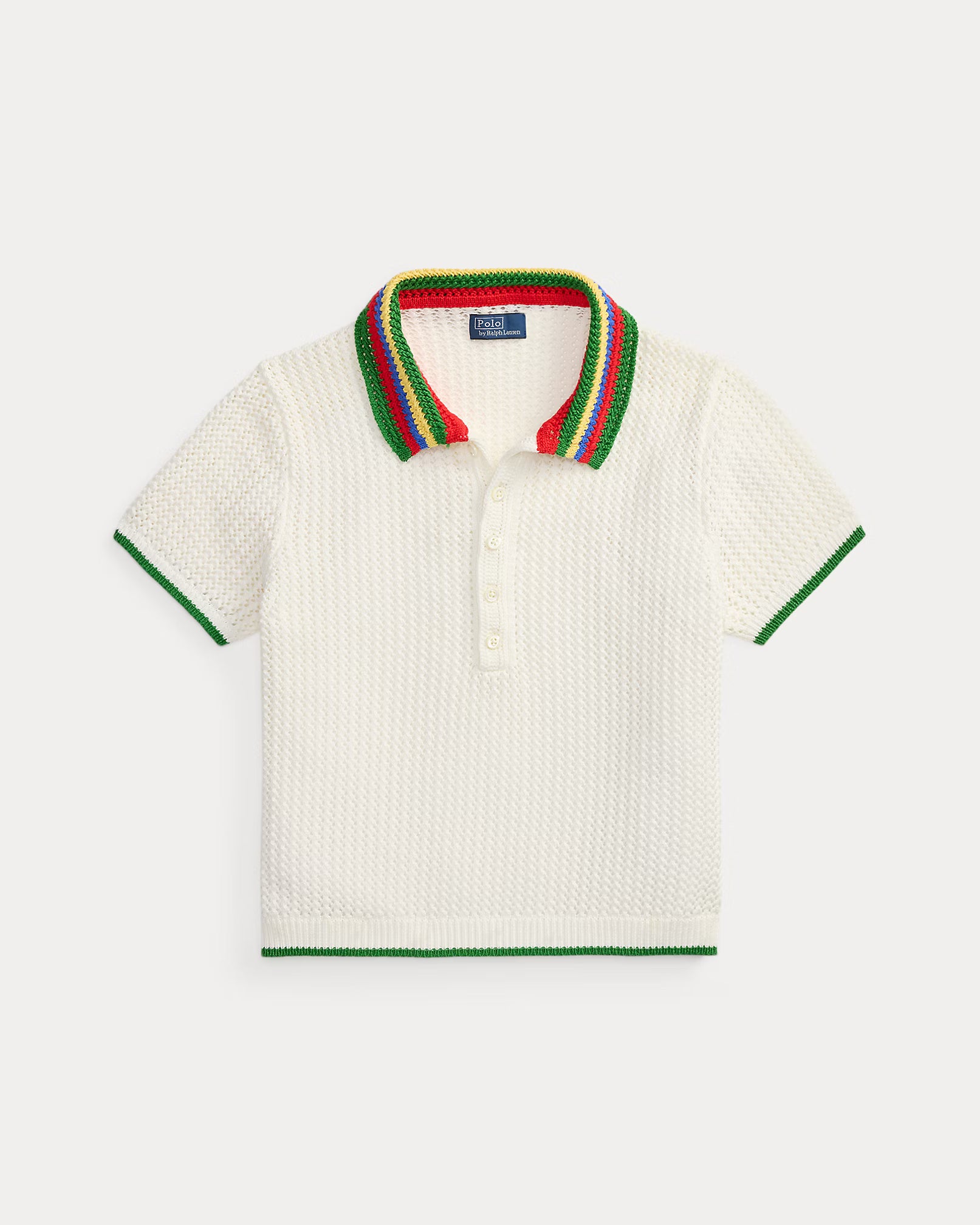 Polo Ralph Lauren Striped-Collar Pointelle Polo Shirt
