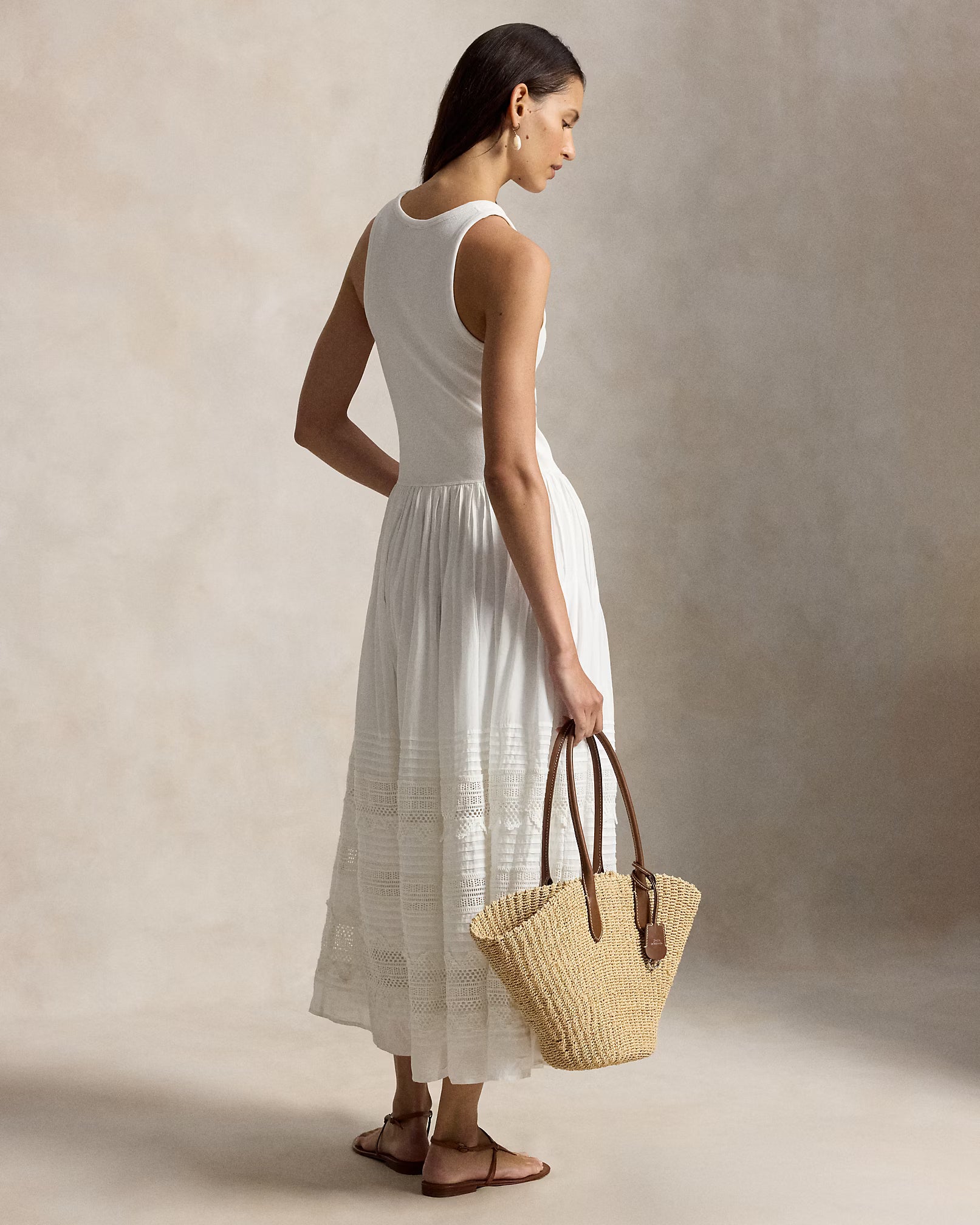 Polo Ralph Lauren Women's Lace Trim Tank Dress - White Polo Ralph Lauren Women's Lace Trim Tank Dress - White