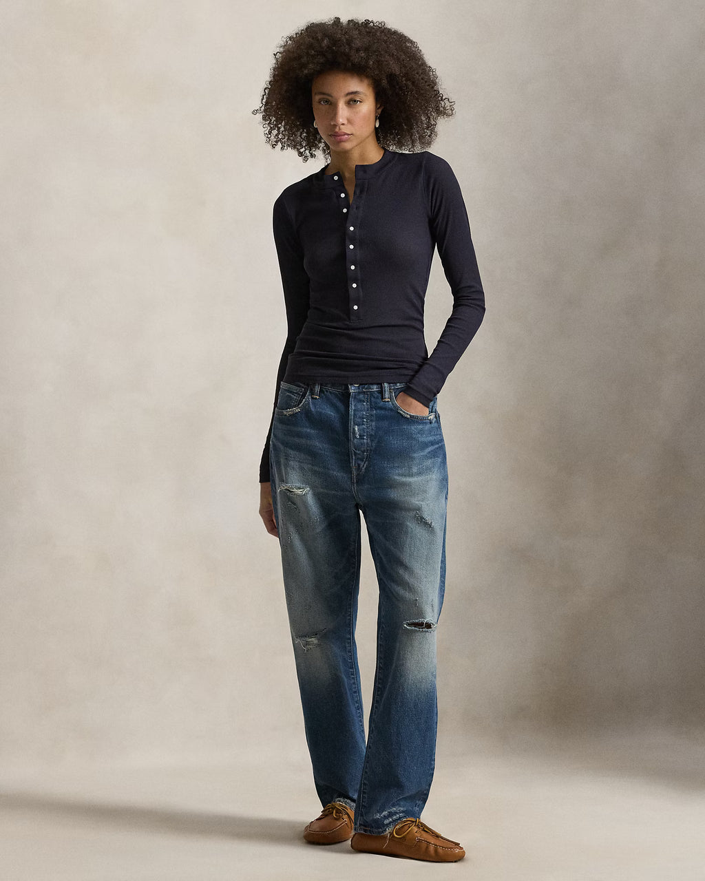 Polo Ralph Lauren Ribbed Cotton Henley Shirt - Atlantic
