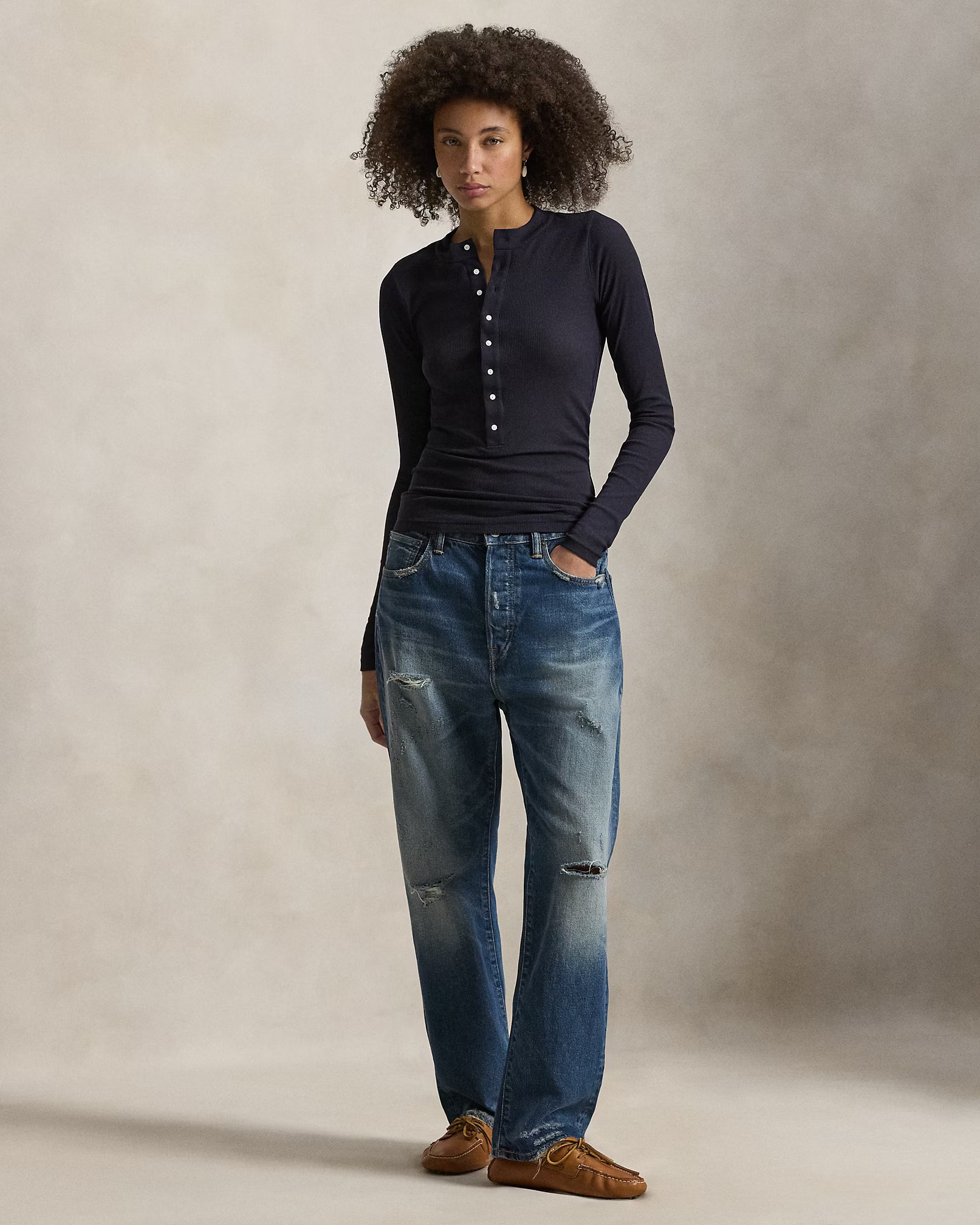 Polo Ralph Lauren Ribbed Cotton Henley Shirt - Atlantic