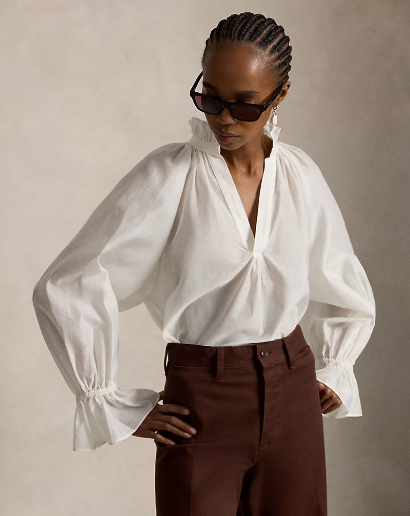 Polo Ralph Lauren Cotton/Silk Organdy Woven Shirt - White