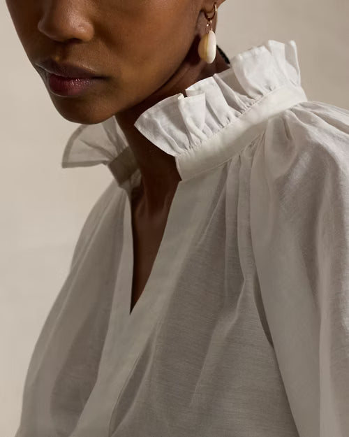 Polo Ralph Lauren Cotton/Silk Organdy Woven Shirt - White