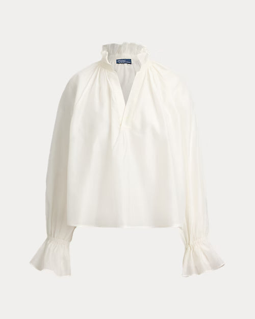 Polo Ralph Lauren Cotton/Silk Organdy Woven Shirt - White