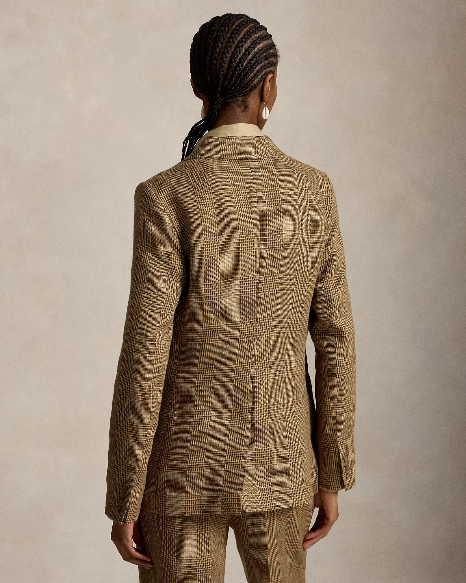 Polo Ralph Lauren Single-Breasted Glen Plaid Linen Blazer