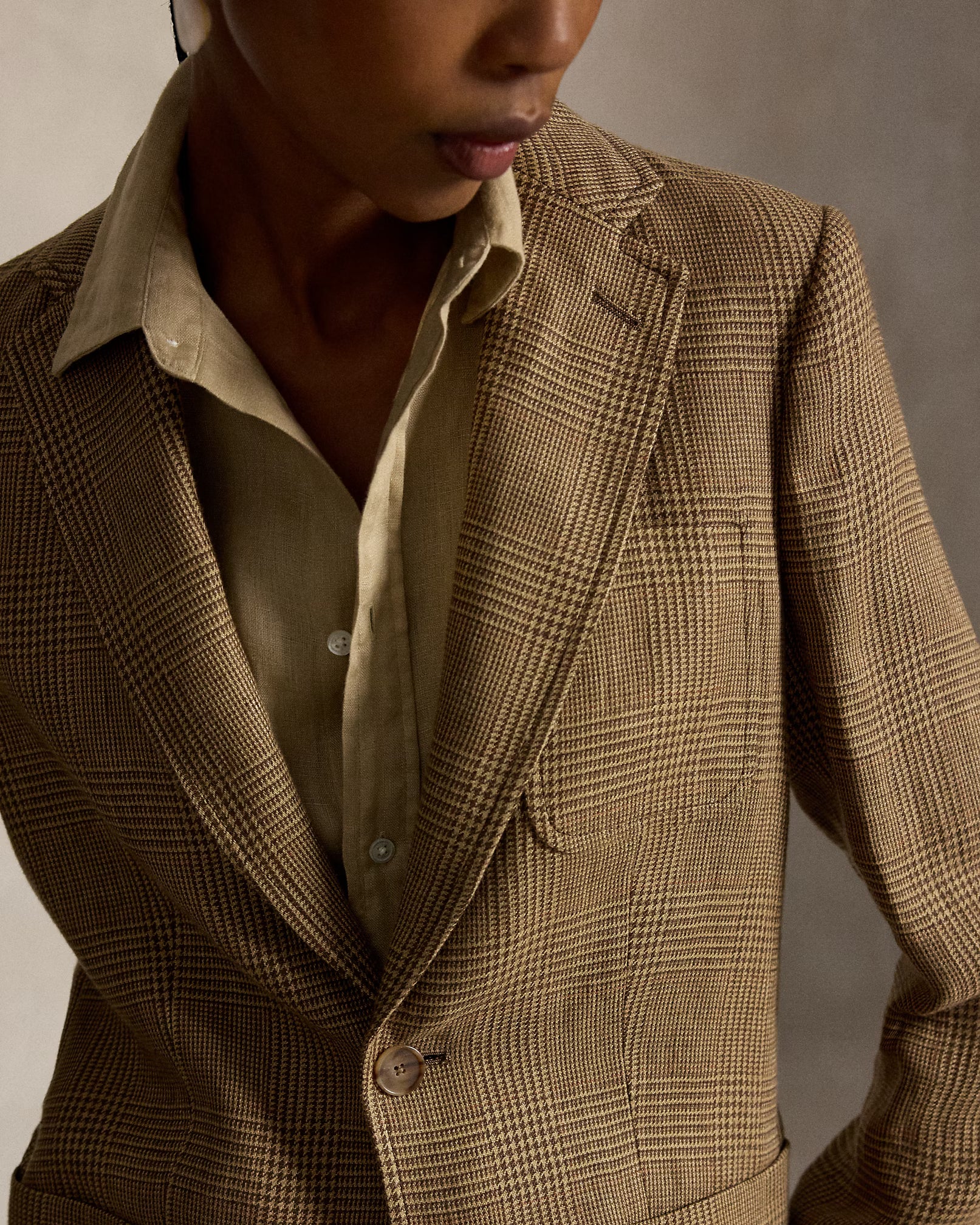 Polo Ralph Lauren Single-Breasted Glen Plaid Linen Blazer