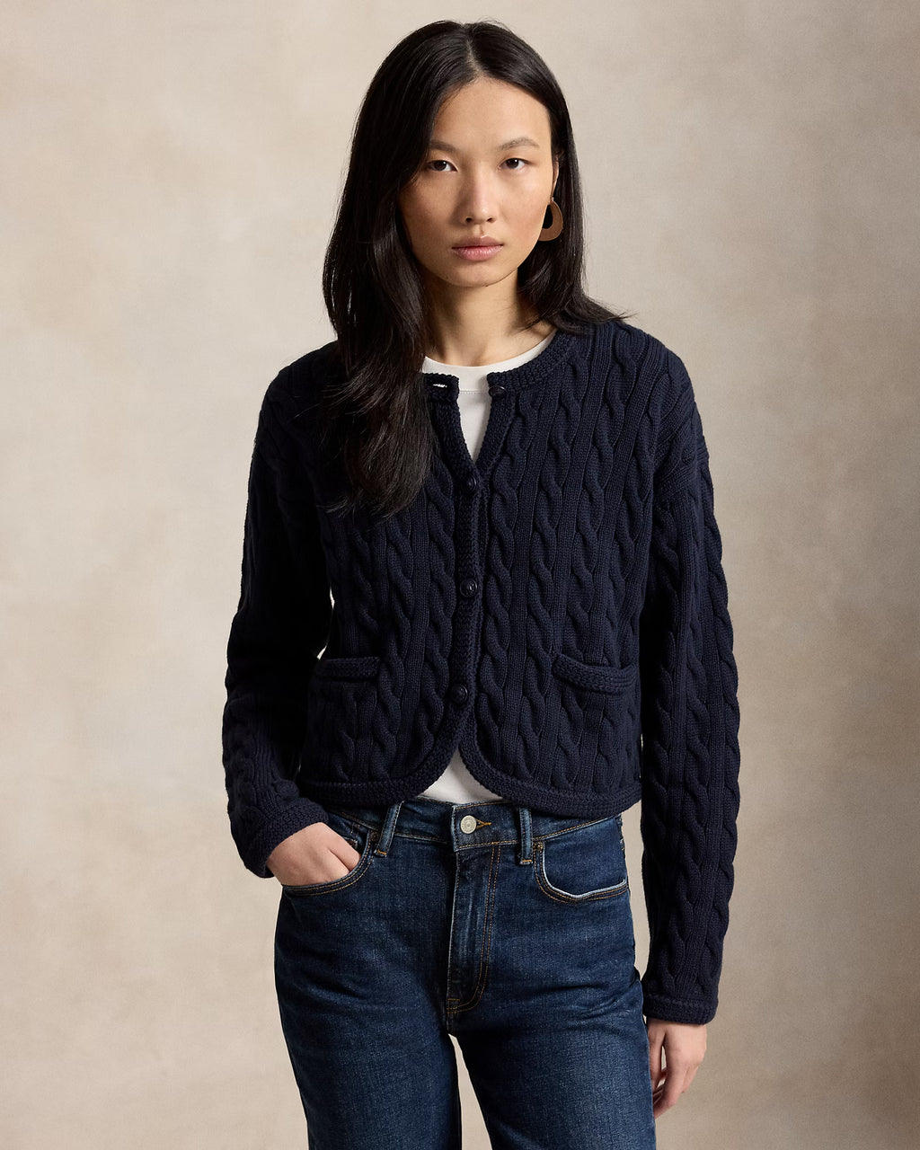 Polo Ralph Lauren Cable-Knit Cotton-Blend Cardigan - Hunter Navy